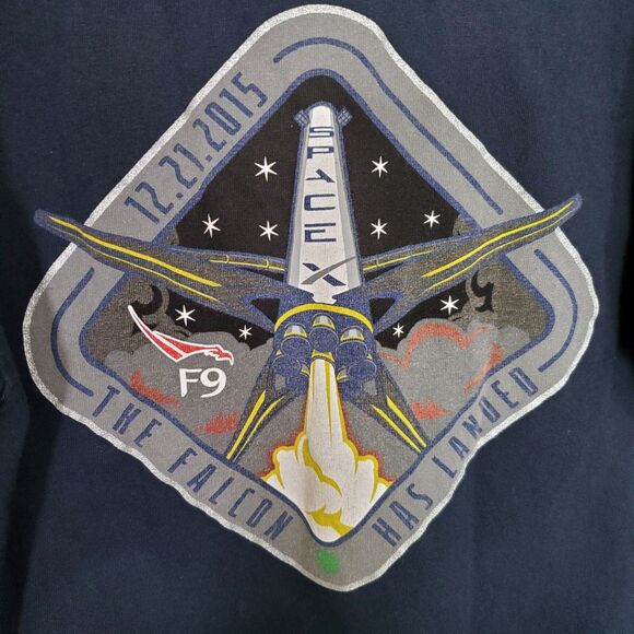 Space X T-Shirt Youth Kids Size Small Black Falcon 9 Print 2015 Short Sleeve - Picture 5 of 8